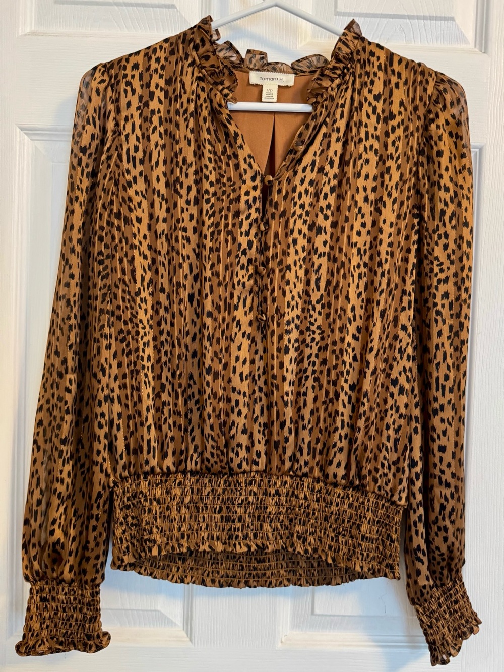 Tamara H Animal Print Smocked Details Blouse